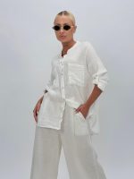 Cămașă din in cu buzunare