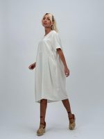 Rochie vaporoasă cu mânecă scurtă și buzunare ascunse - imagine 3