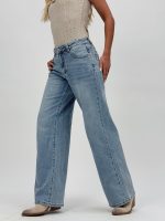 Jeans | Blug drept albastru cu model stea la buzunar - imagine 5