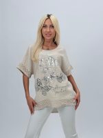 Bluză din in cu model croșetat la mâneci - imagine 6