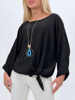 Bluză raglan din voal cu colier - imagine 11