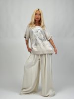 Bluză din in cu model croșetat la mâneci - imagine 6