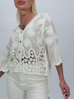 Cardigan scurt cu broderie - imagine 3