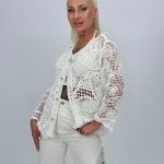 Cardigan croșetat cu butoni aurii