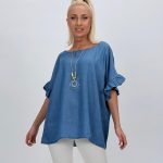 Bluză din lyocell cu colier