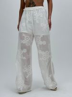 Pantalon din bumbac cu broderie - imagine 2