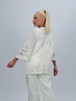 Blazer din bumbac cu broderie - imagine 5