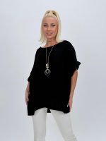 Bluză oversized cu broderie și colier - imagine 9