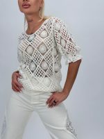 Bluză croșetată cu mânecă scurtă - imagine 3