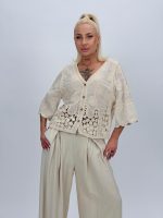 Cardigan scurt cu broderie - imagine 5