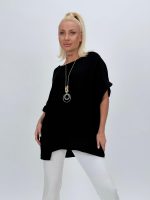 Bluză oversized cu broderie și colier - imagine 10