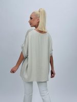 Bluză oversized cu broderie și colier - imagine 8