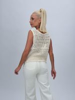 Vestă croșetată cu broderie bej - imagine 4