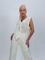 Vestă din bumbac cu broderie - imagine 3