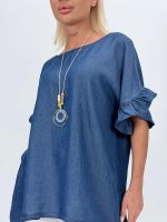 Bluză din lyocell cu colier - imagine 7