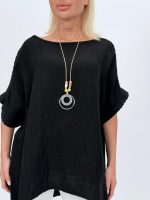 Bluză oversized cu broderie și colier - imagine 11