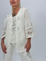 Blazer din bumbac cu broderie - imagine 3