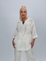 Bluză din bumbac cu broderie și 4 nasturi