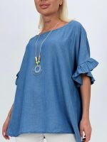 Bluză din lyocell cu colier - imagine 3