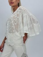 Bluză din bumbac cu broderie - imagine 3