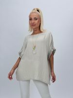 Bluză oversized cu broderie și colier - imagine 6