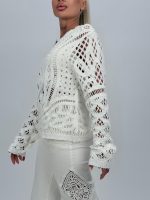 Cardigan croșetat cu decolteu la baza gâtului - imagine 4