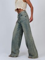 Jeans | Blug wide leg cu ștrasuri - imagine 10