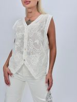 Vestă din bumbac cu broderie - imagine 2