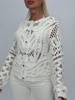 Cardigan croșetat cu decolteu la baza gâtului - imagine 3