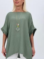 Bluză oversized cu broderie și colier - imagine 15