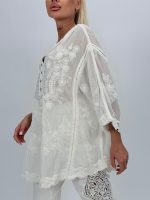 Bluză din bumbac cu broderie și 4 nasturi - imagine 3