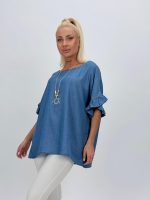 Bluză din lyocell cu colier - imagine 2