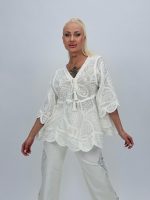 Bluză din bumbac cu broderie și mâneci clopot - imagine 2