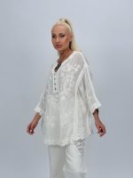 Bluză din bumbac cu broderie și 4 nasturi - imagine 2