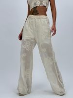 Pantalon din bumbac cu broderie - imagine 6