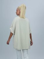 Bluză din in cu mânecă 3/4 și floare aplicată - imagine 8