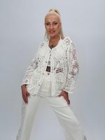 Cardigan croșetat cu butoni aurii - imagine 2