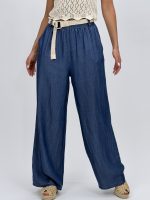Pantalon wide leg din lyocell cu curea - imagine 4