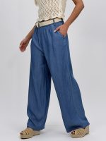 Pantalon wide leg din lyocell cu curea - imagine 9