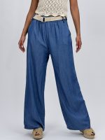 Pantalon wide leg din lyocell cu curea - imagine 10