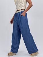 Pantalon wide leg din lyocell cu curea - imagine 11