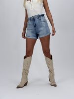 Jeans | Blug scurt cu talie elastică și ștrasuri - imagine 2