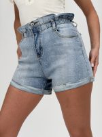 Jeans | Blug scurt cu talie elastică și ștrasuri - imagine 4