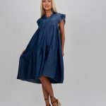 Rochie din lyocell cu decolteu în V