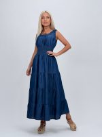 Rochie din lyocell cu elastic în talie