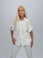 Bluză oversized cu buzunar brodat