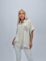 Bluză oversized cu buzunar brodat - imagine 6