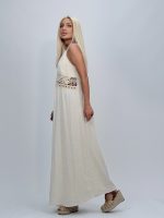 Rochie lungă din în cu broderie în talie - imagine 3