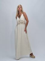 Rochie lungă din în cu broderie în talie - imagine 2