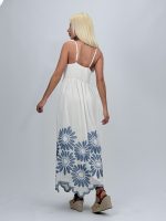 Rochie lungă cu broderie albastră - imagine 4